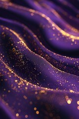 Wall Mural - A luxurious, gold glitter texture with a shiny and rich feel. The background is a deep purple to match the color of the particles.