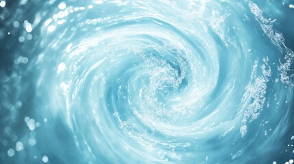 Wall Mural - abstract circular light blue gradient background featuring water swirls and a swirling radial blurre