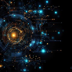 Wall Mural - futuristic digital abstract design featuring bright lights and intricate patterns, perfect for techn