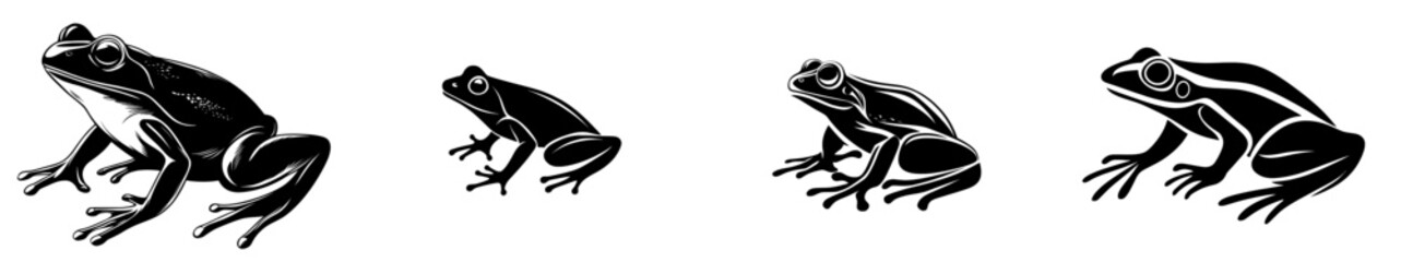 Black and white drawing on transparent background, grenouille or crapaud