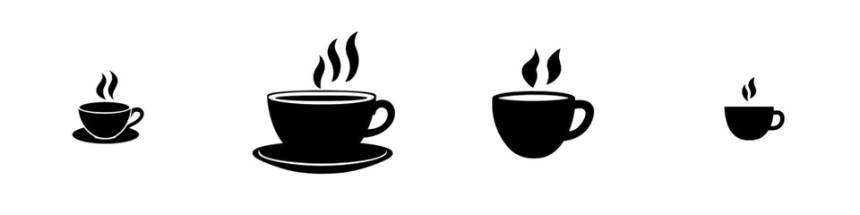 A flat modern icon representing a cup of hot cafe coffee or caffeine drink