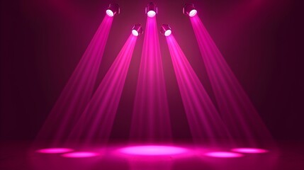 Poster - Pink Light Beams in a Dark Space