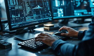 cyber security hacker working at computer