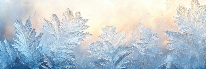 Naklejka na meble Frosty window texture with delicate ice crystals forming abstract shapes