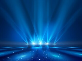 Poster - Bright Blue Light Rays in Dark Background