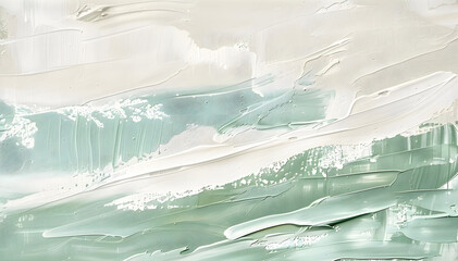 Wall Mural - abstract japandi design painting background art illustration - mint green white beige texture, minim