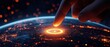 © Arnon  Parnnao - Hand touching glowing digital earth with lights representing data connection.