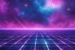 © Dina - Vibrant Retro-Futuristic Grid with Neon Colors and a Sci-Fi Horizon.