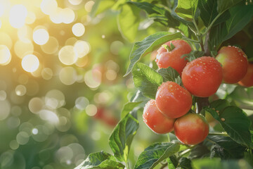 Abstract blurred organic gardening and farm fruit background for design, environment day concept.