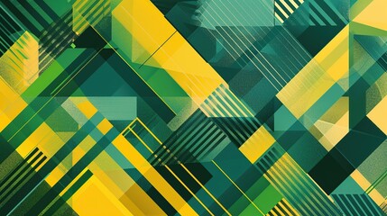 Abstract Geometric Pattern in Green and Yellow