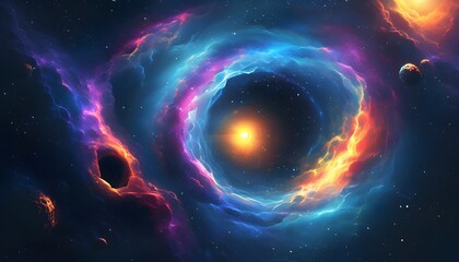 Abstract Cosmic Nebula and Black Hole Design for Web and Presentation Backgrounds