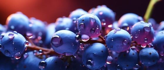 Wall Mural - Close-up of glistening grapes with water droplets.