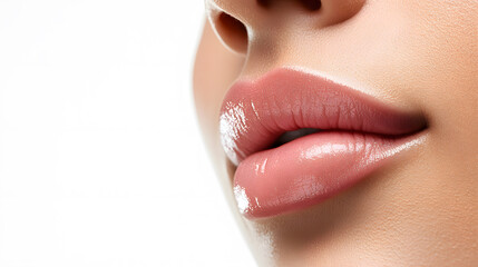 Wall Mural - Close up view of beautiful woman lips. Fashion make up, beauty injections concept, cosmetology