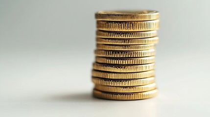 Poster - Stacked coins on white background Investment concept : Generative AI