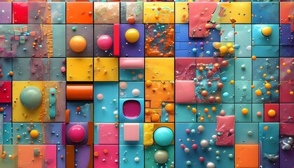 Vibrant Digital Mosaic: Abstract Graphic Background with Colorful Square Patterns