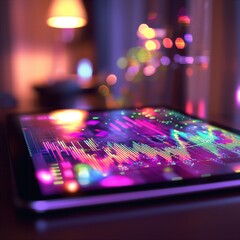 Vibrant data visualization on tablet screen