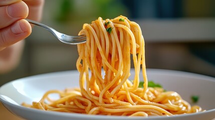 Sticker - A person holding a fork over some spaghetti in a bowl, AI