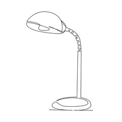 Wall Mural - One continuous single drawing line art flat doodle electric light, desk, person, book, student, child, learning, table lamp. Isolated image hand draw contour on a white background