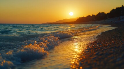 Wall Mural - sunset at the beach sundown on thw beach beautiful photography beautiful sunset on the beach of cret