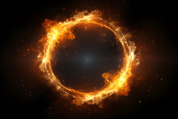 Sticker - Realistic Ring of fire isolated on a black background