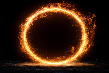 Canvas Print - Realistic Ring of fire isolated on a black background