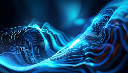 Hypnotic Blue Glowing Vortex Waves in an Abstract Digital Design