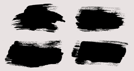 Aufkleber - Brush strokes vector. Painted rectangles collection. Grunge long text boxes or textured backgrounds set.