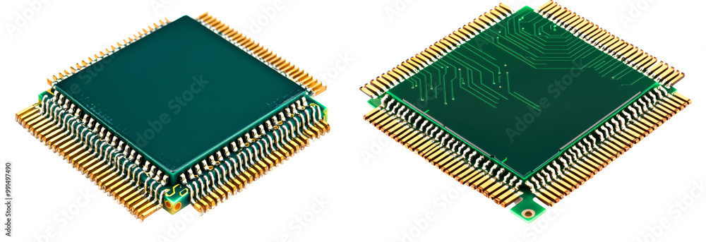 High-quality image of electronic microchips showcasing intricate ...