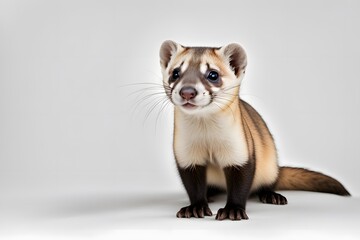 Black footed ferret on white background, Ai Generated