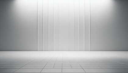 Wall Mural - Blank white gradient background with product display. White backdrop or empty studio with room floor. 3D rendering.