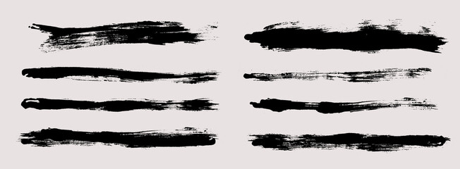 Aufkleber - Brush strokes vector. Painted rectangles collection. Grunge long text boxes or textured backgrounds set.