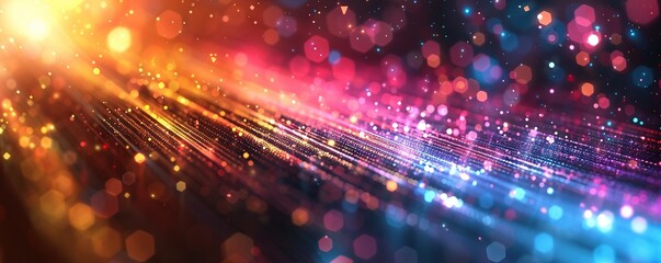 colorful abstract background with bokeh lights and rays of light