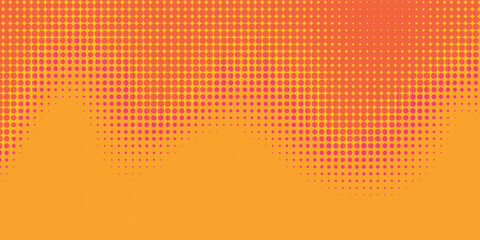 Orange and magenta retro comic pop art background with dots, cartoon halftone background vector illustration eps10