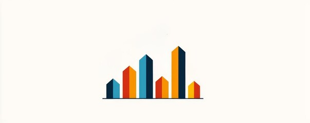 Colorful graph with varying heights on a white isolated background.