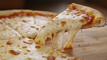 Canvas Print - A slice of cheese pizza being lifted from a pan, AI