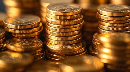 Poster - stacks of gold money coin background concept saving money : Generative AI
