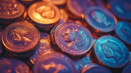 Poster - Coins are laid out in graphBusiness success concept wealth stock investmentBusiness in the digital ageDigital transformation for next generation technologyTechnology is growing by leap : Generative AI