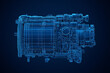 © Weerapat - Stylized Xray imaging of a complex mechanical engine, showing every internal component, technology diagnostics, machine analysis