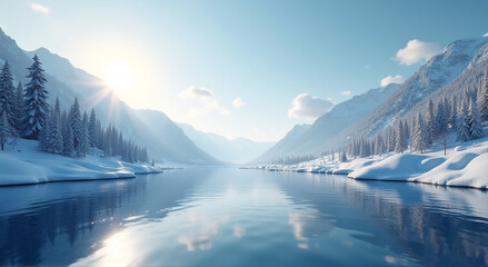 Wall Mural - landscape with mountains