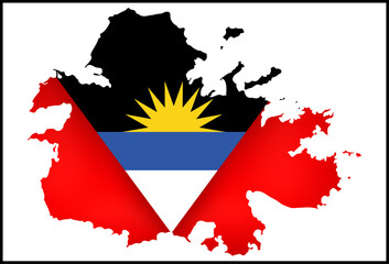 Antigua Flag Design and Barbuda Flag Design and Map Design