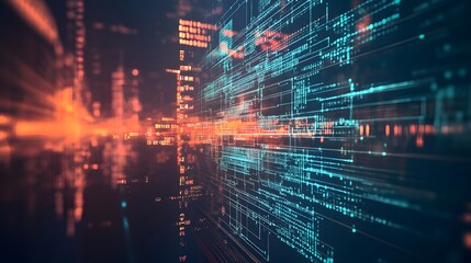 Abstract digital network with glowing lines and dots