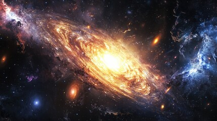 Wall Mural - astronomical scene of expanding galaxies and nebula clouds, representing the big bang's energy