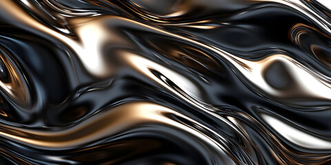 Canvas Print - silver metallic liquid texture. abstract background in the form of liquid shiny metal. glossy chrome