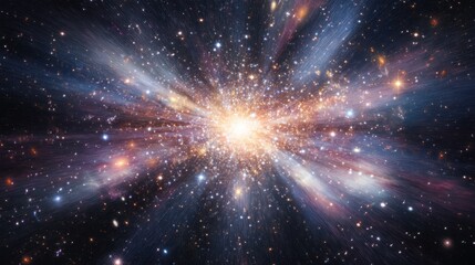 Wall Mural - bright explosion of stars and galaxies expanding across the cosmos, showing the universe's creation