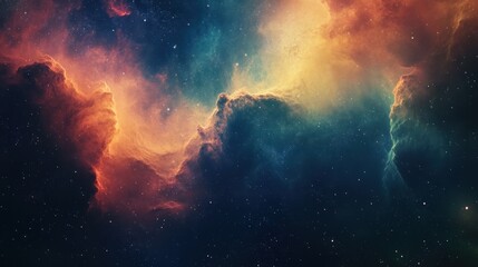 Wall Mural - colorful nebula clouds and cosmic dust expanding in outer space, representing the universe's origin 