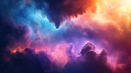 Wall Mural - colorful nebula clouds and cosmic dust expanding in outer space, representing the universe's origin 