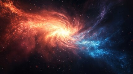 Wall Mural - cosmic background with swirling gases and dust particles expanding outward, showing the universe's o