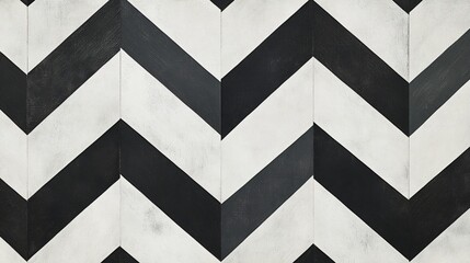 Black and white chevron pattern painted on a textured wooden surface.