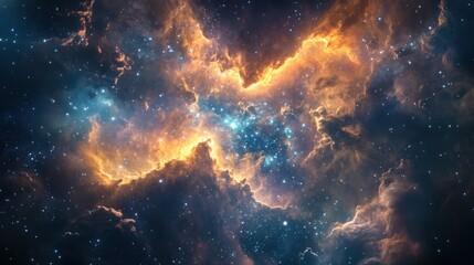 Wall Mural - expanding galaxy with nebula clouds and cosmic dust, showcasing the early moments after the big bang