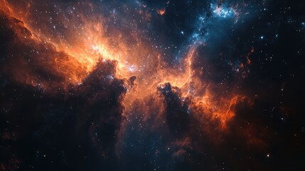 Wall Mural - expanding galaxy with nebula clouds and cosmic dust, showcasing the early moments after the big bang